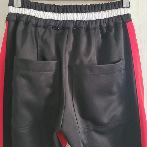 LIFTED ANCHORS Black Red Streetwear Track Pants Zipper Ankles Polyester Men's XS - Picture 4 of 9